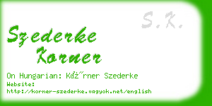 szederke korner business card